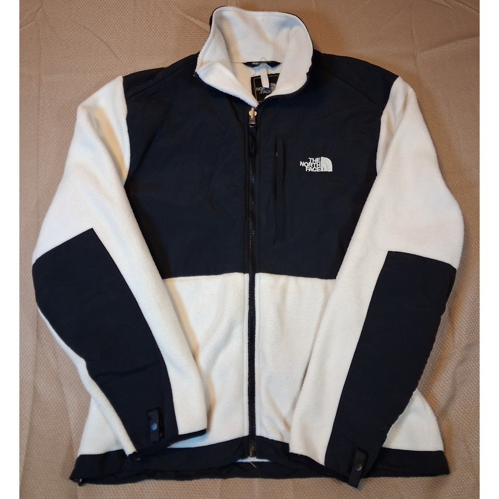 The North Face Denali Fleece Jacket Womens Large Cream Black Colorblock Full Zip